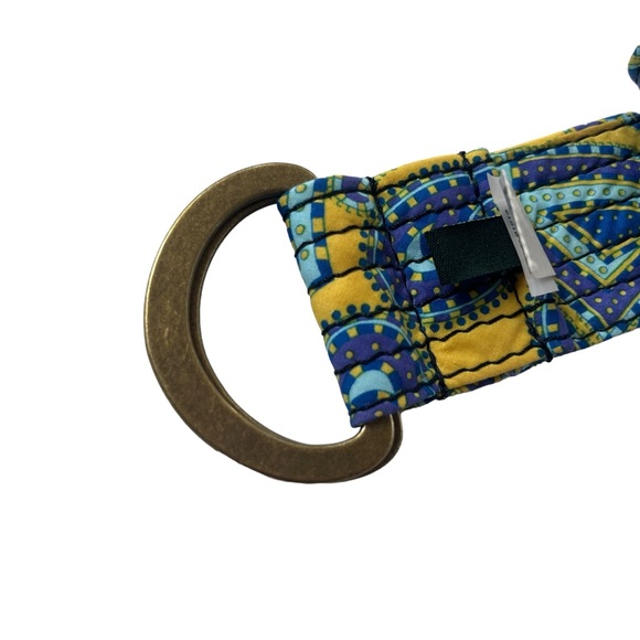 J. Crew Women’s Size S/M Blue, Yellow, Paisley Quilted Fabric Enamel Buckle Belt - Picture 3 of 9